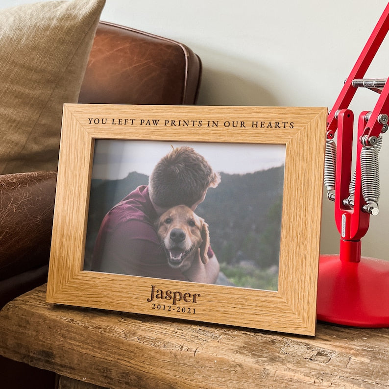 Dog Memorial Gift | Personalised Pet Memorial Photo Frame | Dog Loss Sympathy Gift, In Loving Memory Cat Present, Custom Text Picture Frame