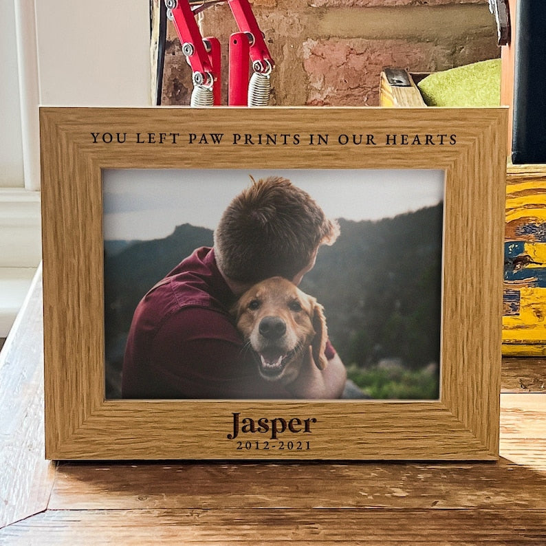 Dog Memorial Gift | Personalised Pet Memorial Photo Frame | Dog Loss Sympathy Gift, In Loving Memory Cat Present, Custom Text Picture Frame