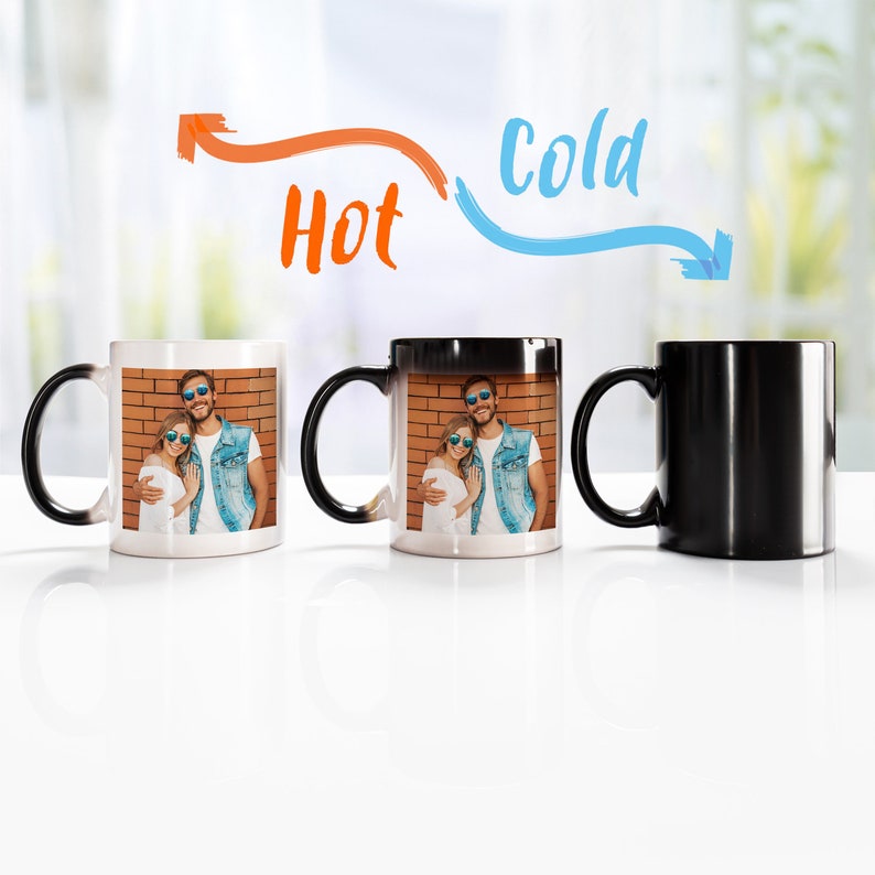 Custom Mug Color Changing, Custom Magic Cup with Photo, Heat Activated Mug Black to White Mug, Personalized Gift for Couple for Anniversary