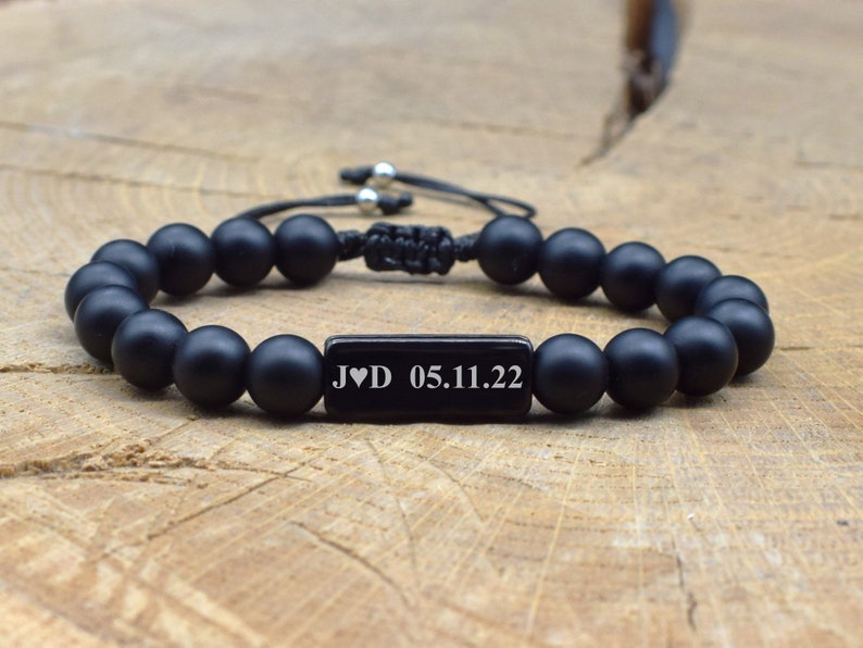 Custom Bracelet for Men Engraved, Anniversary gifts for him, Birthday Boyfriend Gift