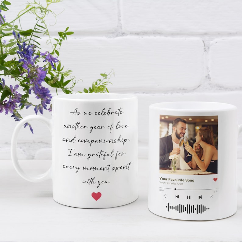 Custom Music Photo Mug, Perfect Anniversary Gift, Personalized Coffee Tea Cup, Favorite Song Artist Mug With Scan QR Code, Custom Name