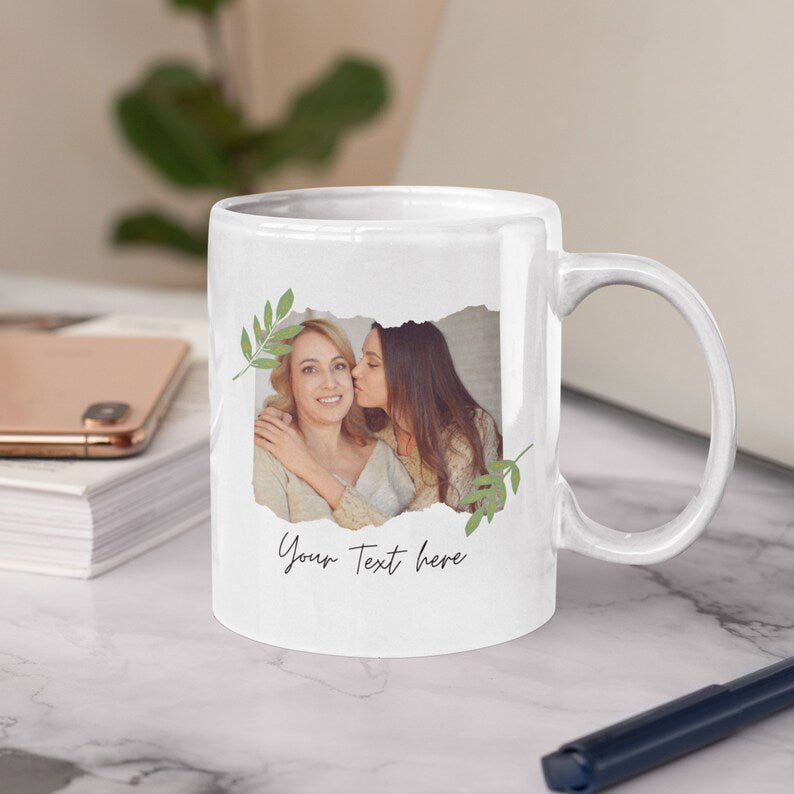 Custom Christmas Photo Mug for Mom,Unique Holiday Gift, Personalized Coffee Cup with Your Photo & Message,Perfect for Festive Cheer Moments