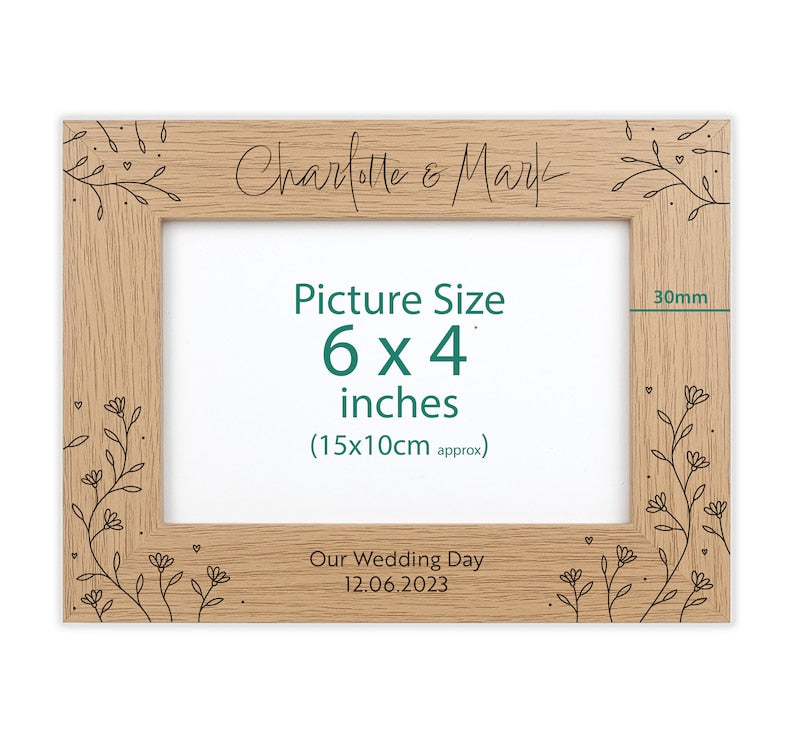 Personalised wood engraved photo frame