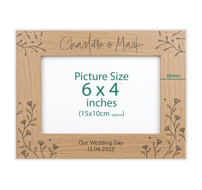 Personalised wood engraved photo frame