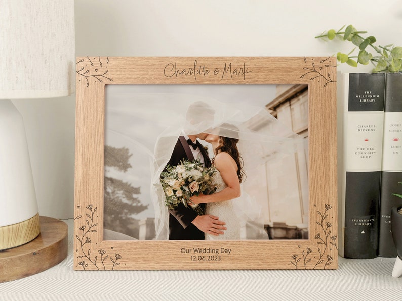 Personalised wood engraved photo frame