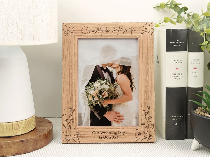 Personalised wood engraved photo frame