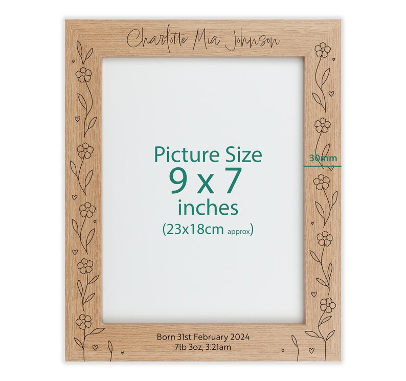 Personalised wood engraved photo frame