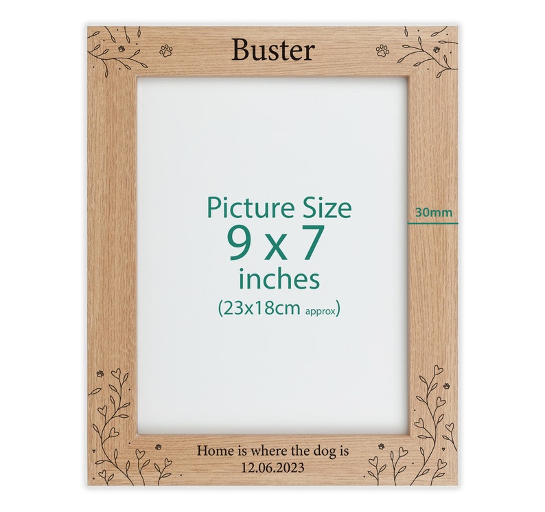 Personalised wood engraved photo frame