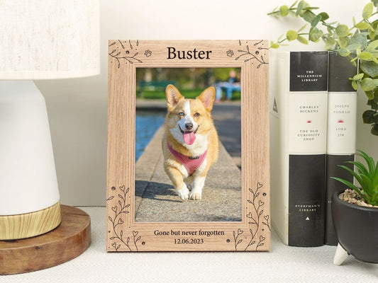 Personalised wood engraved photo frame