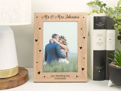 Personalised wood engraved photo frame