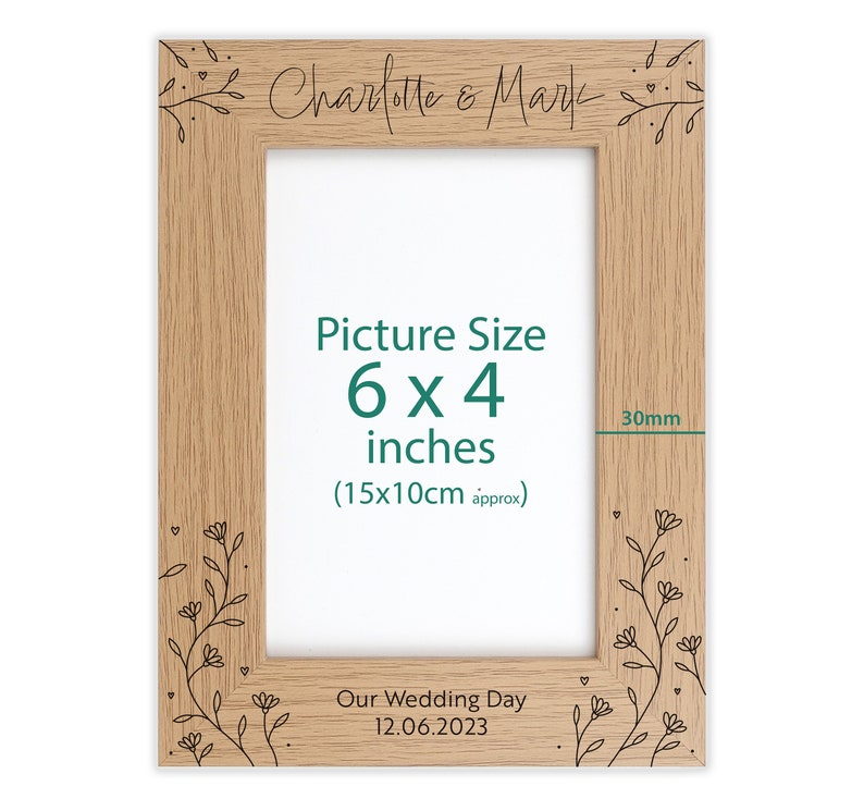 Personalised wood engraved photo frame