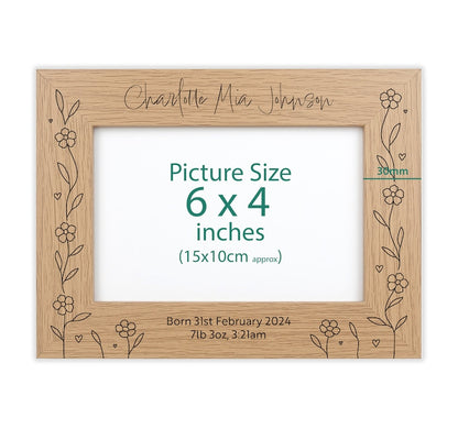 Personalised wood engraved photo frame