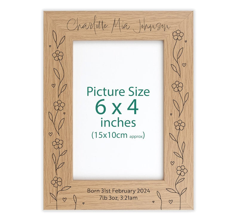 Personalised wood engraved photo frame