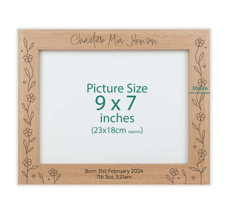 Personalised wood engraved photo frame