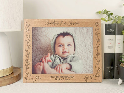 Personalised wood engraved photo frame