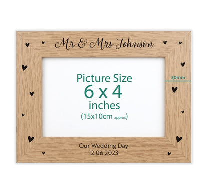 Personalised wood engraved photo frame