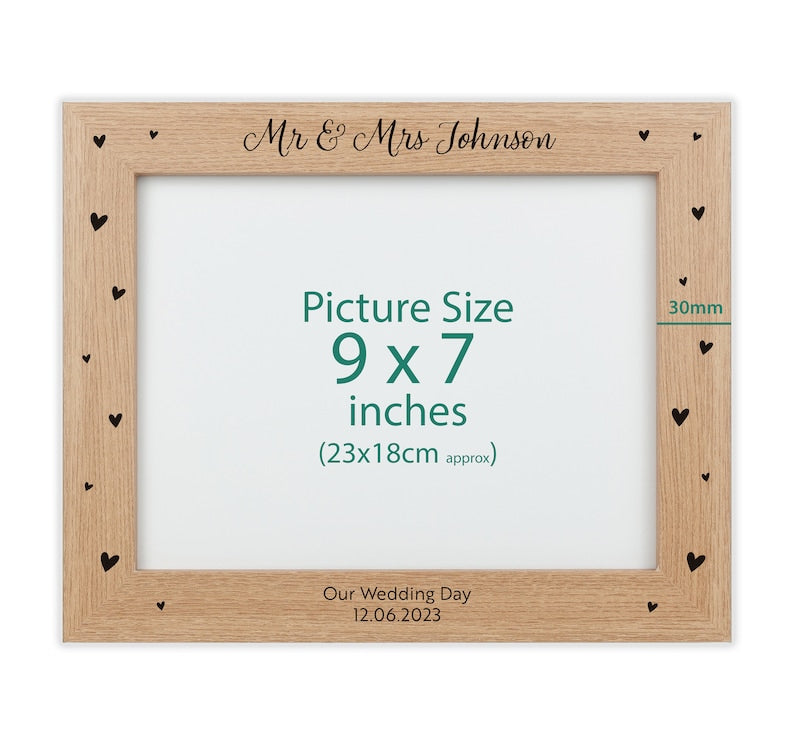 Personalised wood engraved photo frame