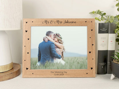 Personalised wood engraved photo frame