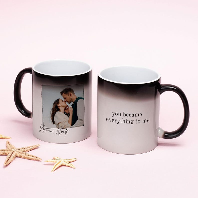 Photo Text Customized Magic Mug, Engagement Gift, Personalized Photo Coffee Cups, Mom Boyfriend Husband Christmas Pet Memorial Gift