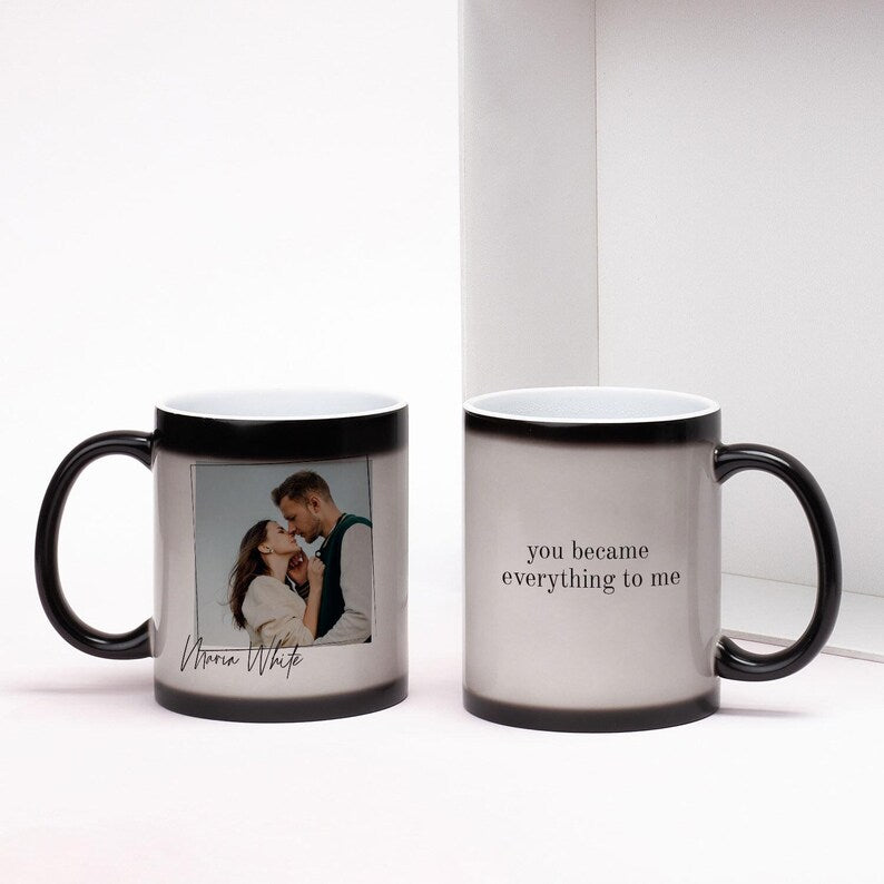 Photo Text Customized Magic Mug, Engagement Gift, Personalized Photo Coffee Cups, Mom Boyfriend Husband Christmas Pet Memorial Gift