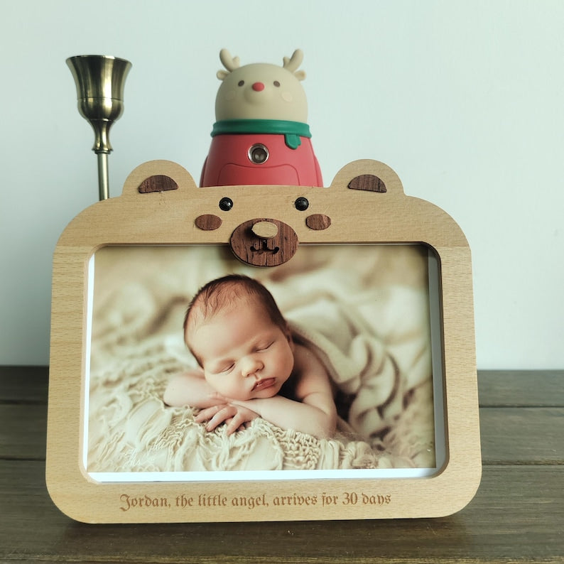 Cute Bear Photo Frame DIY Set. Personalized Baby Picture Frame. Birth Announcement Frame. Picture Frame for New Parents. New Baby Gift.